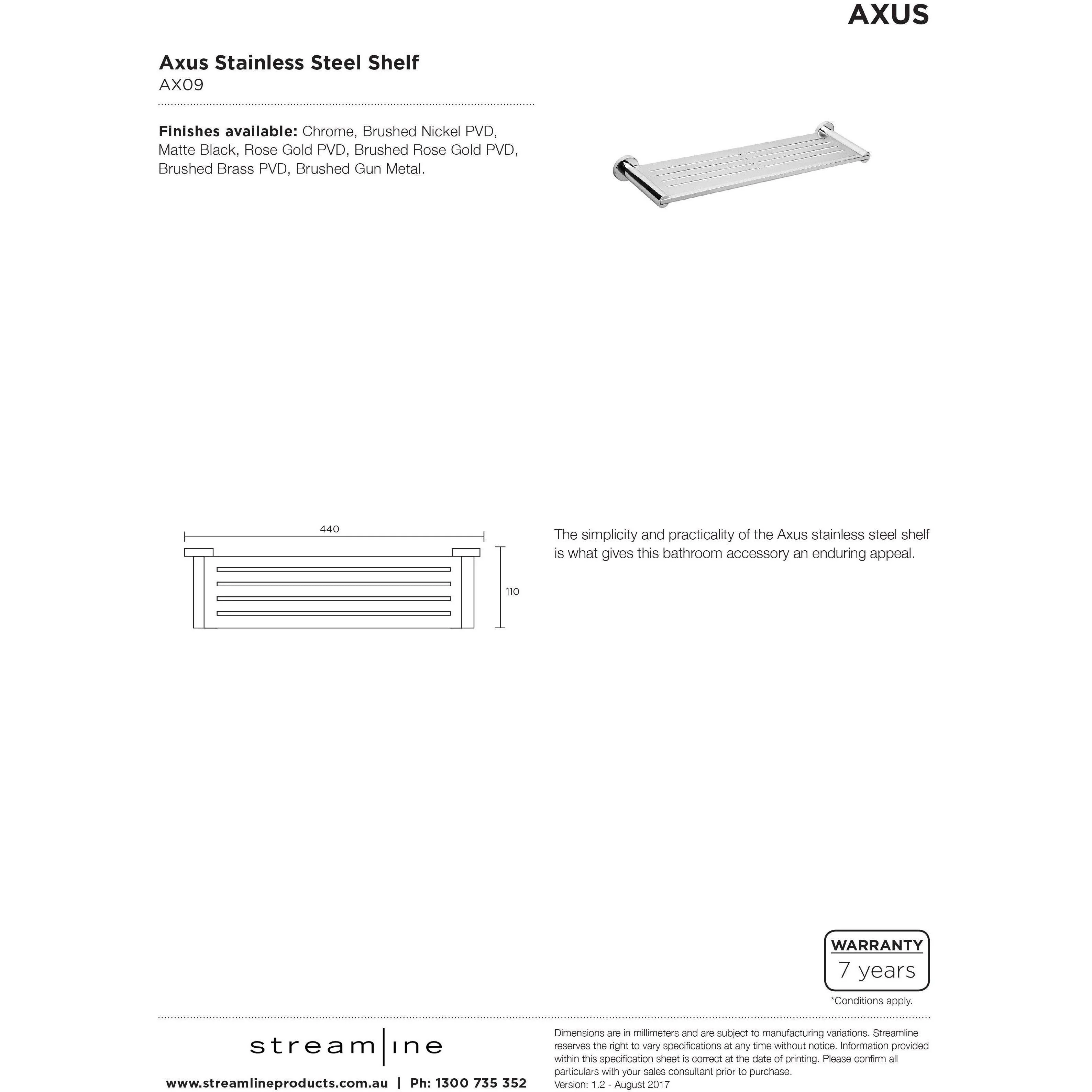 Streamline Arcisan Axus Stainless Steel Shelf - Chrome - Image 6