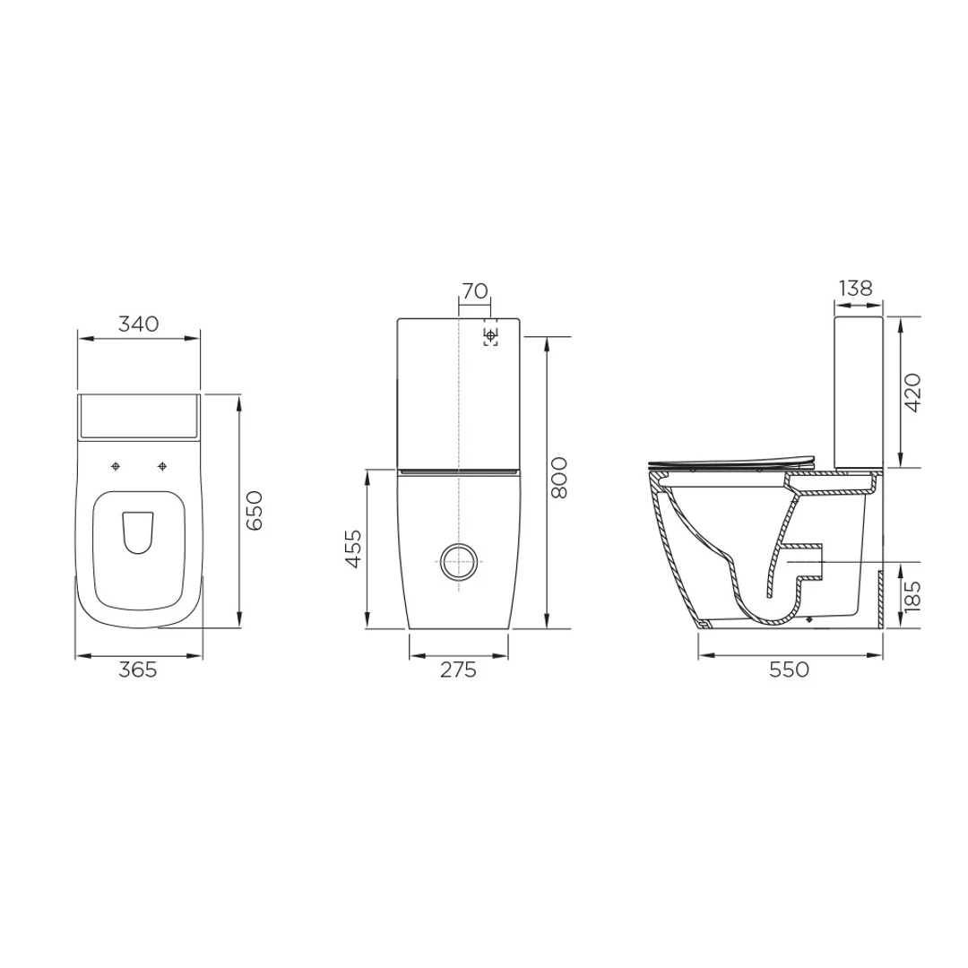 Streamline Eneo Btw Back Inlet Toilet Suite Slim Line Seat - Image 3