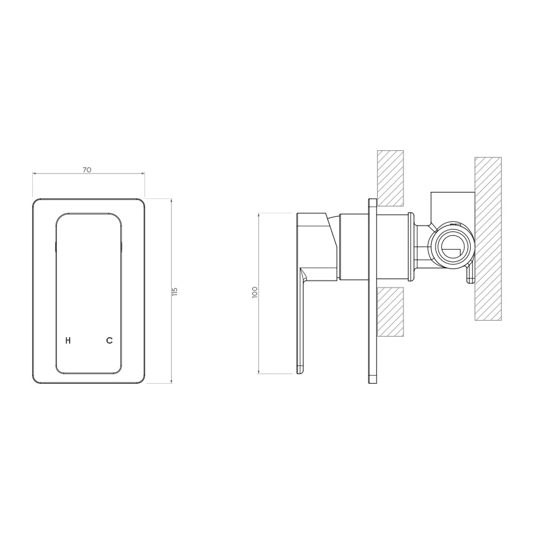 Streamline Eneo Shower Or Bath Mixer Ext Part Only Brushed Gun Metal - Image 2