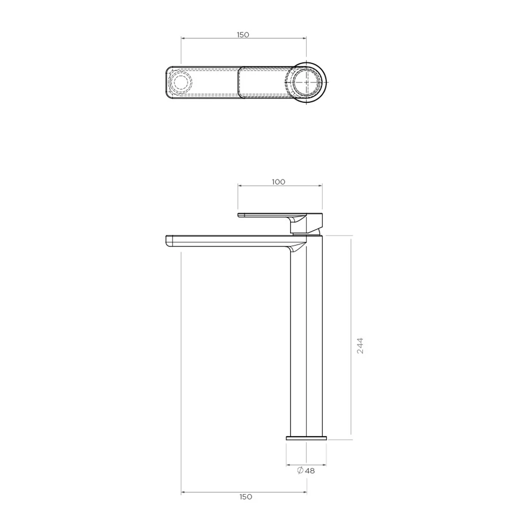 Streamline Kibo Extended Height Vessel Mixer Brushed Brass - Image 2