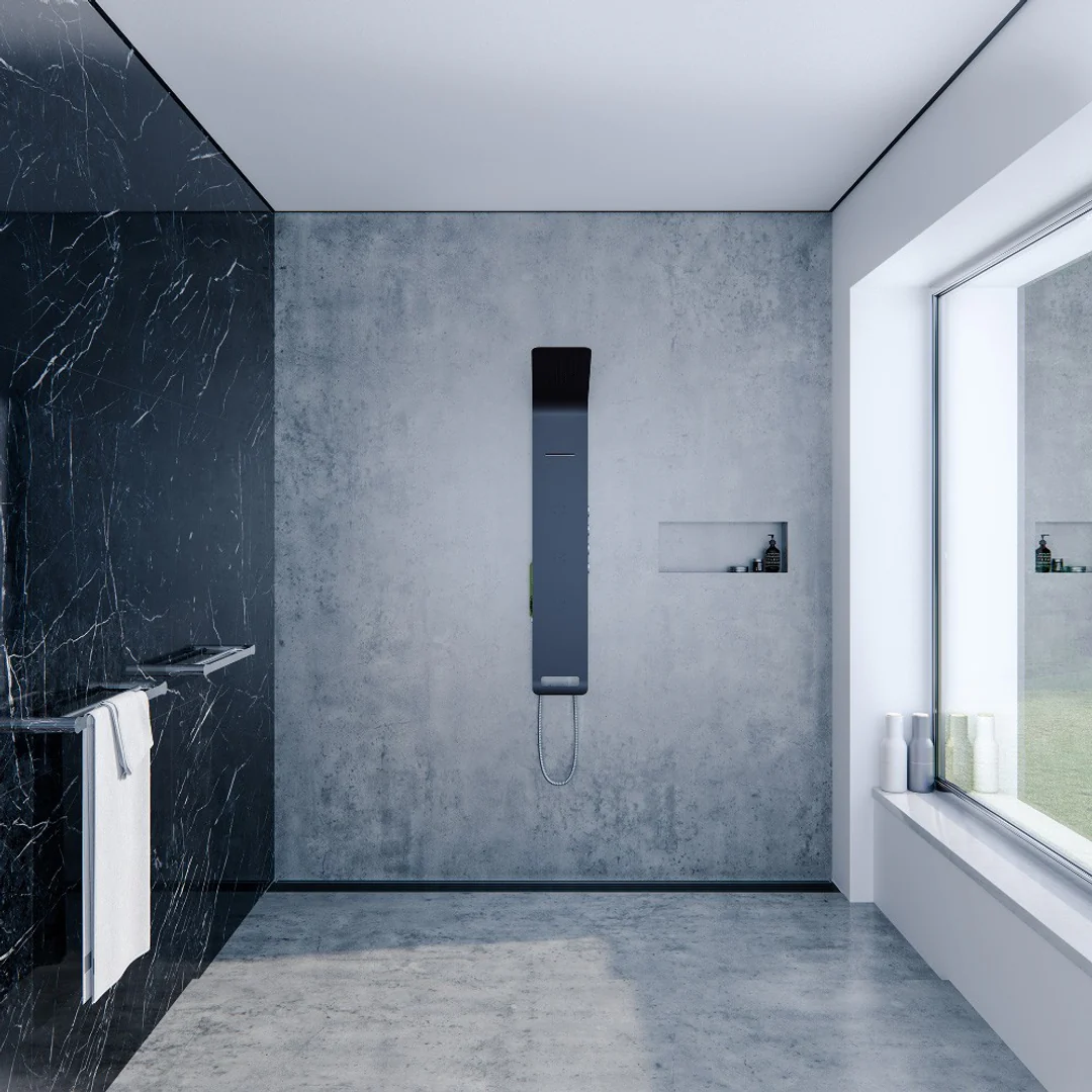 Streamline Synergii Shower Panel Right Side Operation - Matt Black - Image 4