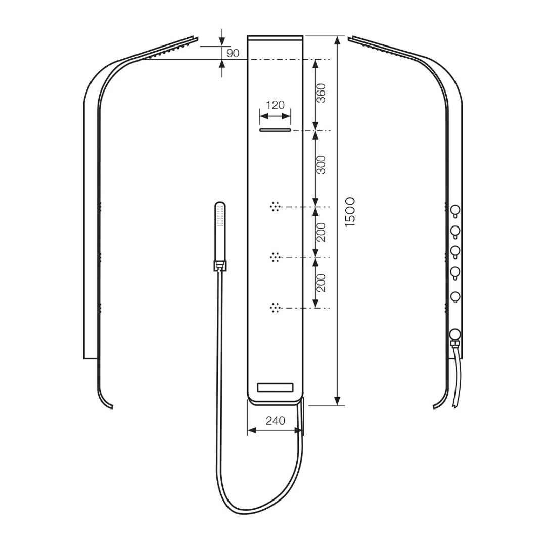 Streamline Synergii Shower Panel Right Side Operation - Matt Black - Image 8