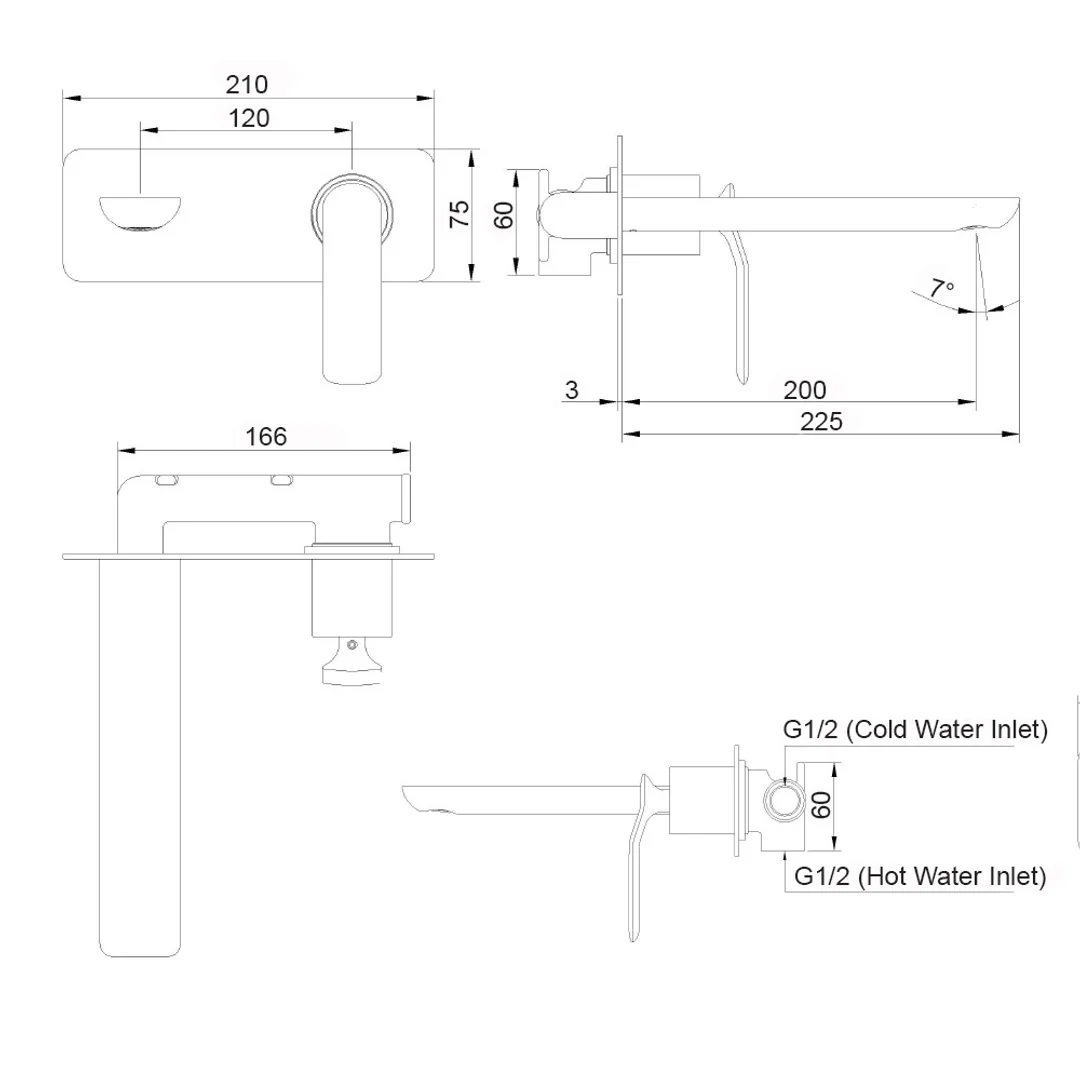 Streamline Synergii Wall Mounted Basin Mixer Satin Nickel Sy01220.Sn - Image 3