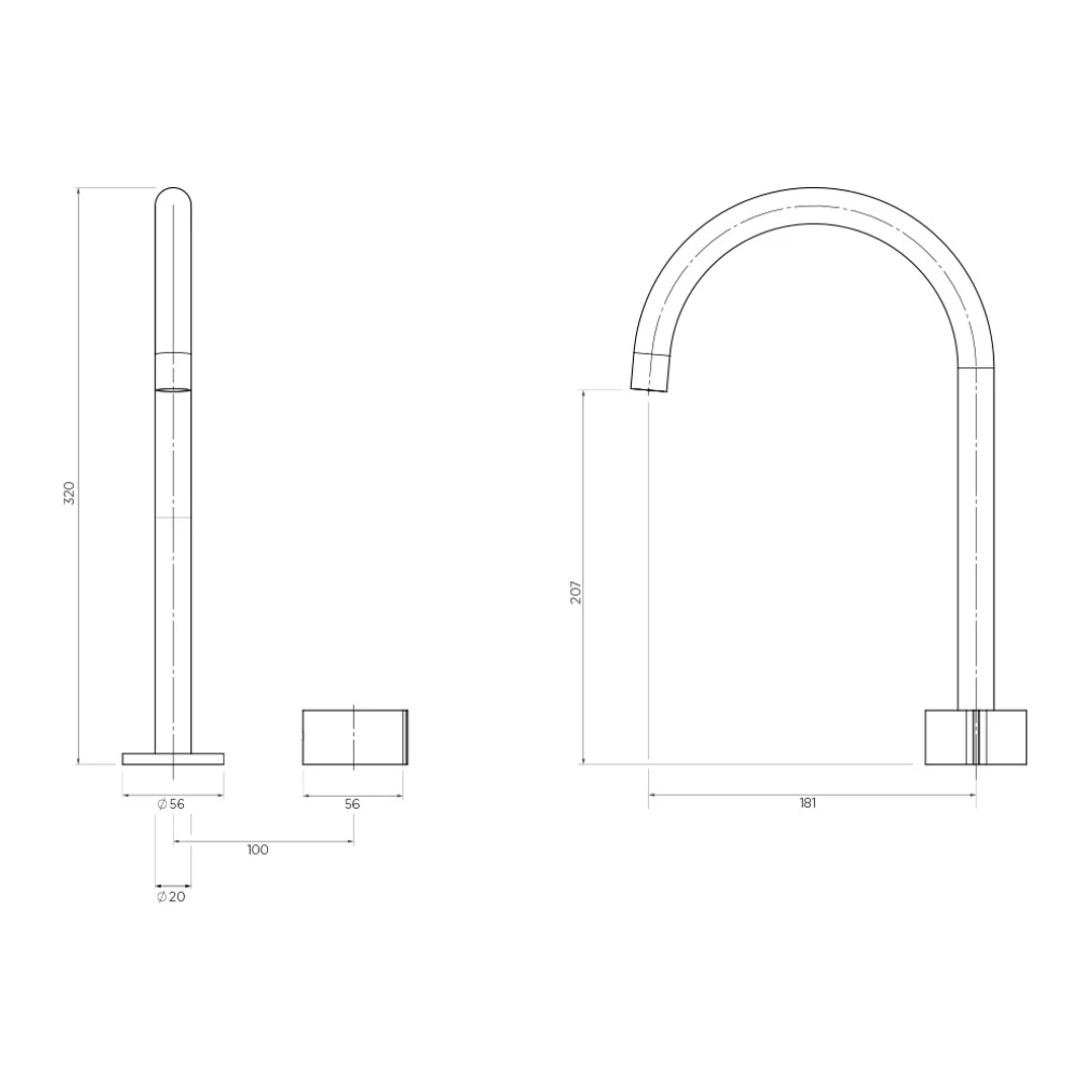 Streamline Venn 2 Hole Fixed Arch Spout Basin Mixer Brushed Nickel - Image 2