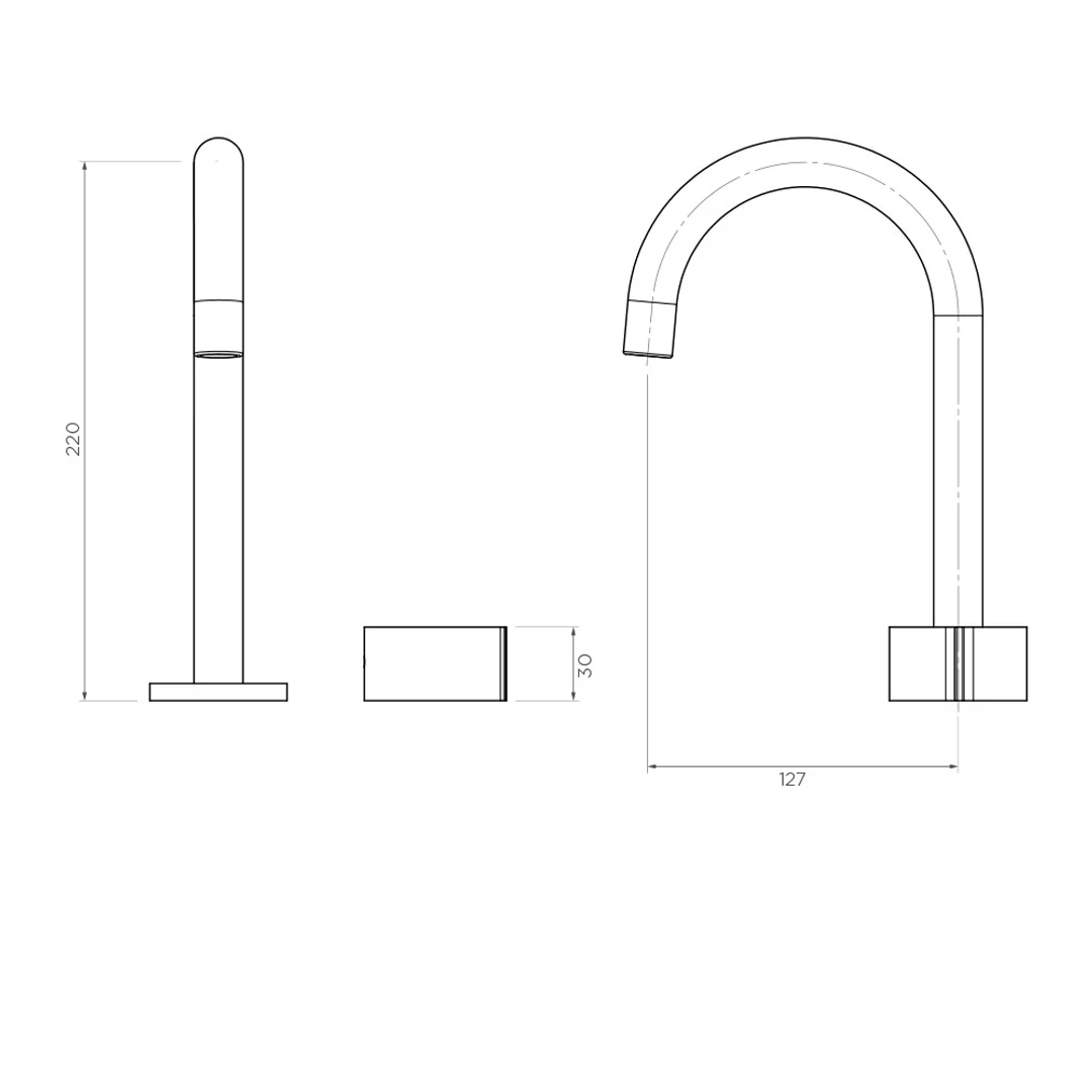 Streamline Venn 2 Hole Fixed Arch Spout Basin Mixer Brushed Nickel - Image 2