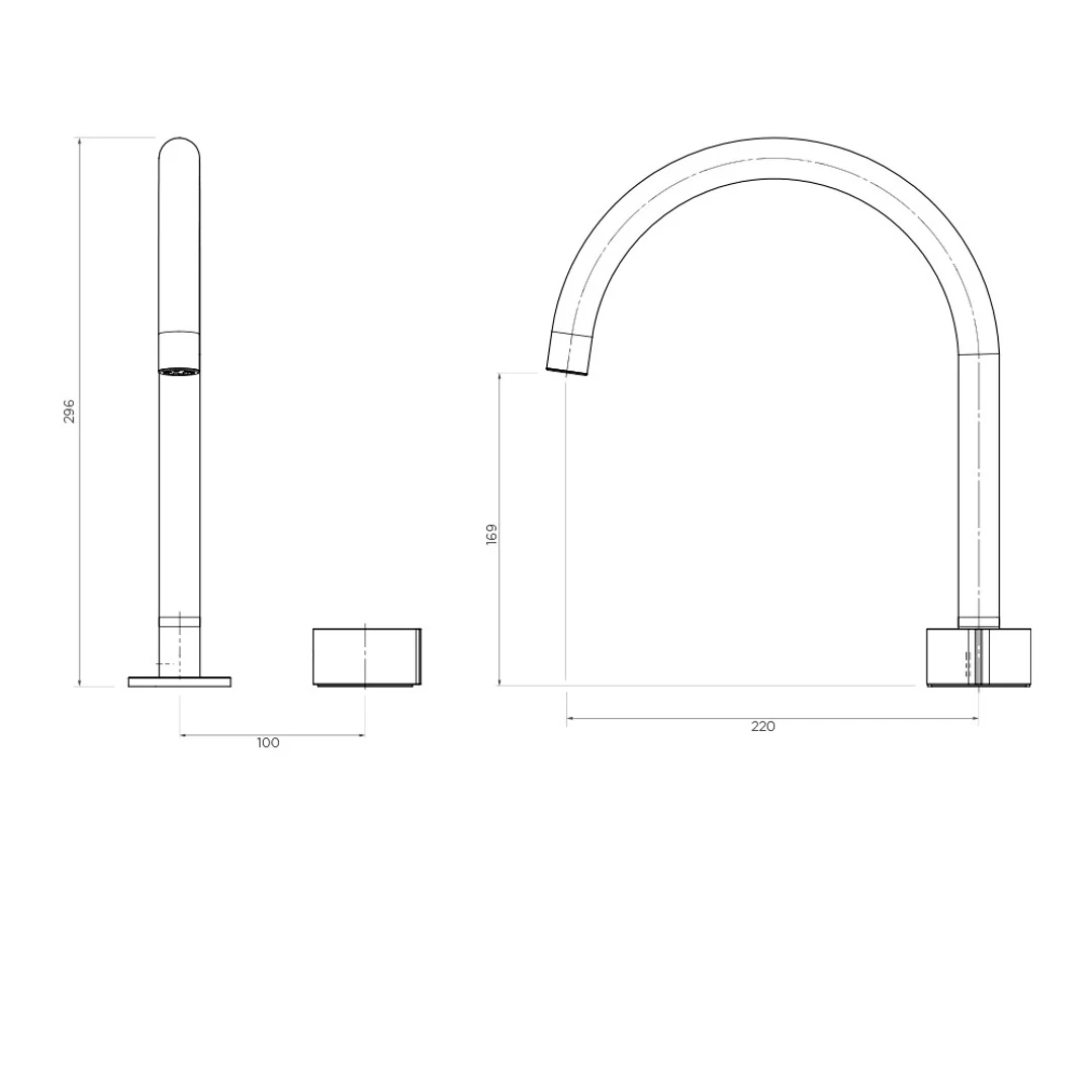 Streamline Venn 2 Hole Sink Mixer Swivel Arch Spout Gun Metal - Image 2