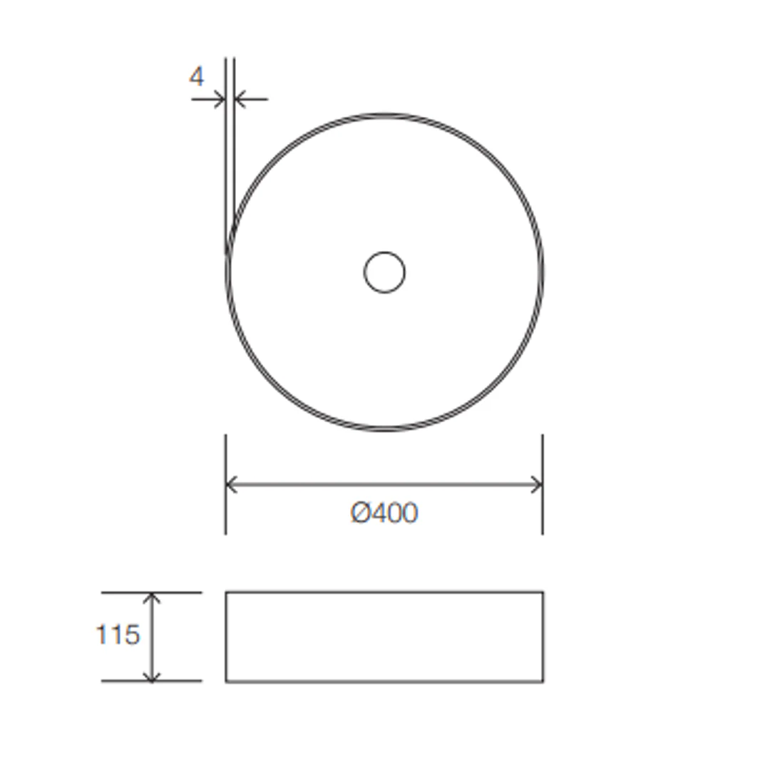 Streamline Venn 400Mm Steel Above Counter Basin S/Steel - Image 3