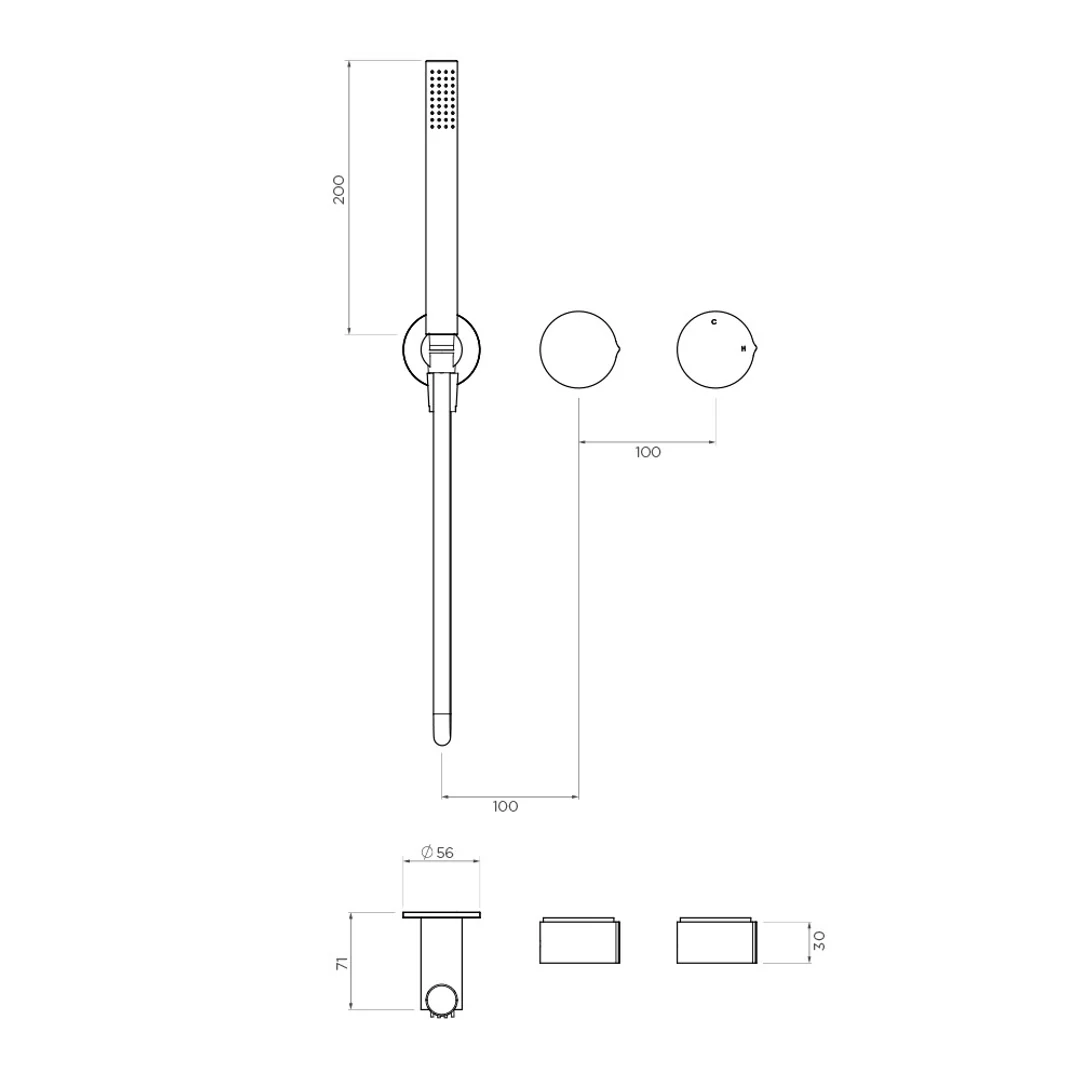 Streamline Venn Shower Mixer 3W Diverter H/Showr Ext Part Matte Black - Image 2