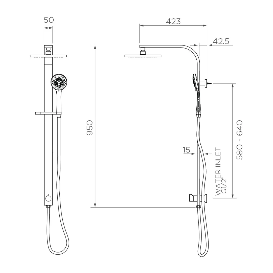Streamline Synergii Shower With Handshower Bottom Diverter - Gunmetal PVD - Image 3