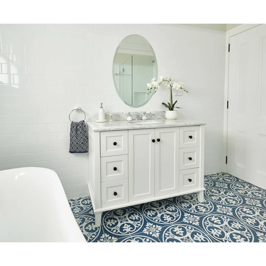 T&H Coventry 120 X 55 Sgl Bowl Satin White Vanity Real Marble Top & U/C Basin - Image 3