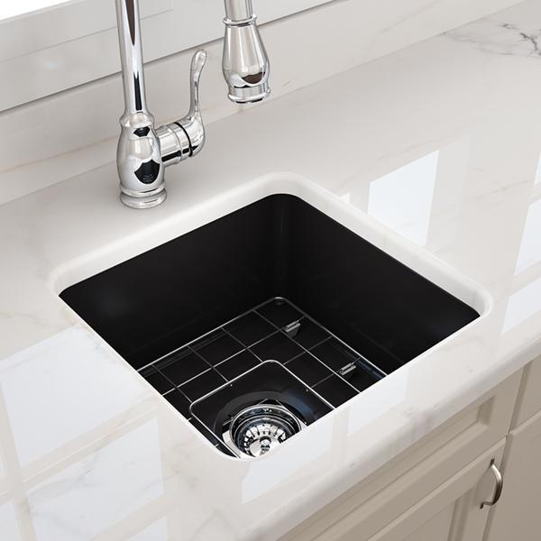 T&H Cuisine 46 X 46 Inset / Undermount Fine Fireclay Sink Matte Black - Image 3
