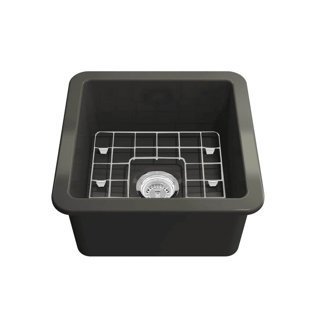 T&H Cuisine 46 X 46 Inset / Undermount Fine Fireclay Sink Matte Black - Image 6
