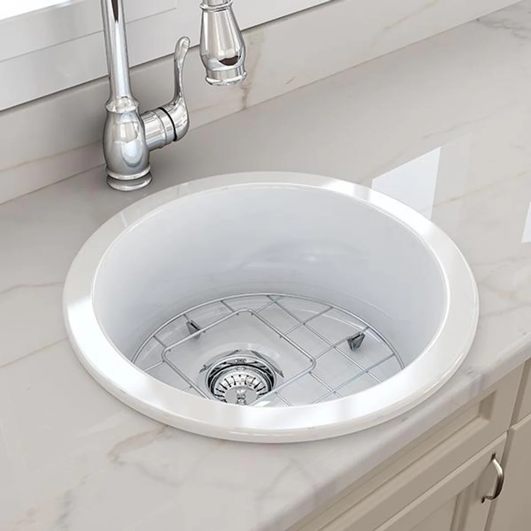 T&H Cuisine Round 47 Inset / Undermount Fine Fireclay Sink - Image 4
