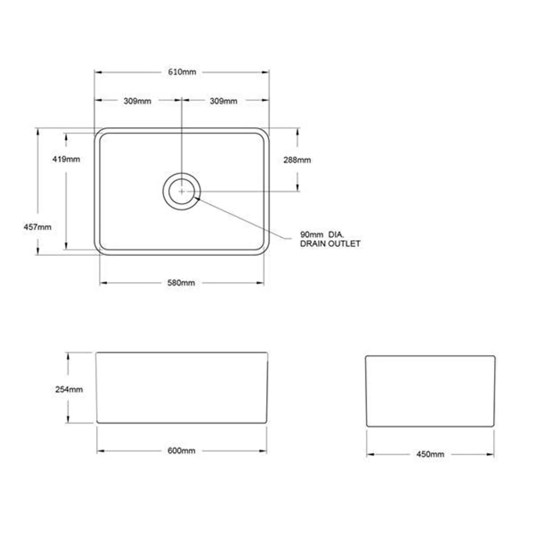 T&H Novi 60 X 46 Fine Fireclay Butler Sink Matte Black - Image 4