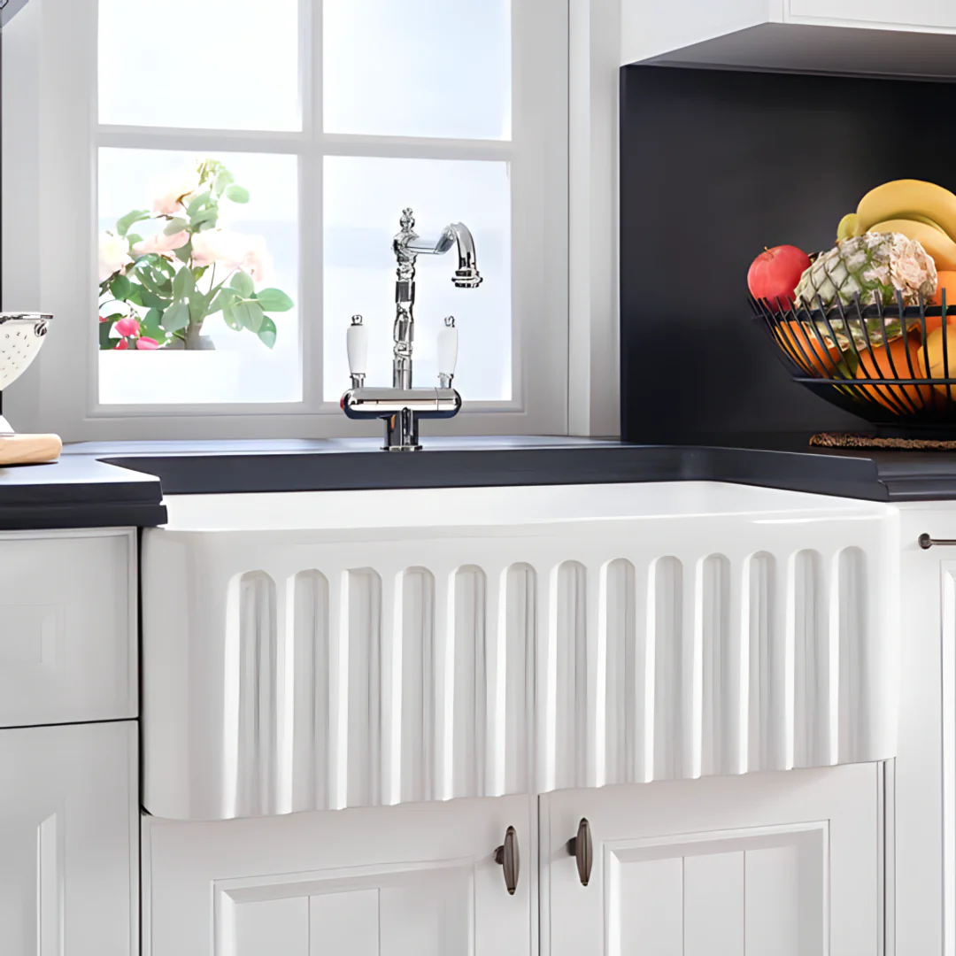 T&H Novi 76 X 46 Fine Fireclay Butler Sink Double Sided Flat & Ribbed Front - Image 6