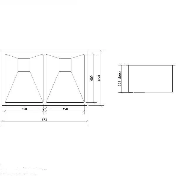 Tetra Pro S/S Sink 2B Overall775X450 By Seima(Seima P#:Sks-T775) - Image 2