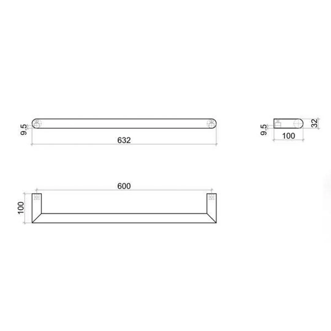 Thermorail Round Single Rail 632X32X100mm 18W - Chrome - Image 4