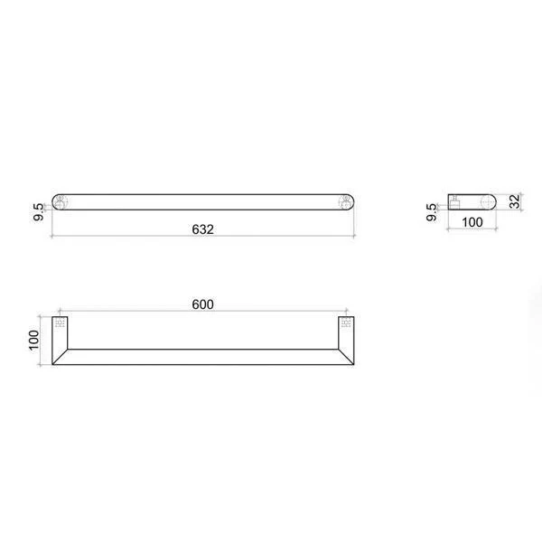 Thermorail Round Single Rail 632X32X100mm 18W - Chrome - Image 7