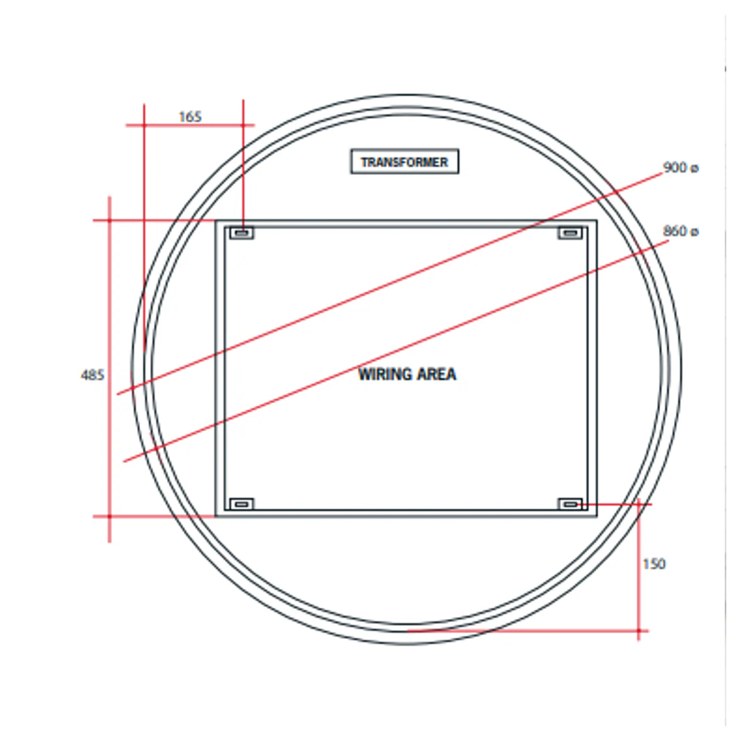 Thermogroup Backlit Round Mirror 900mmØ 79Watts Includes Mirror Demister - Cool Light - Image 3