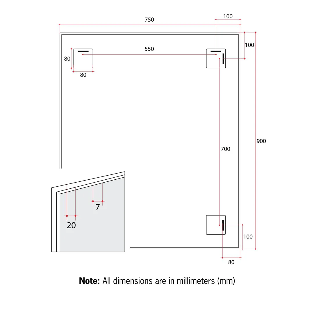 Thermogroup Carson Rectangle Gold Framed Mirror - 900X750Mm - Image 2