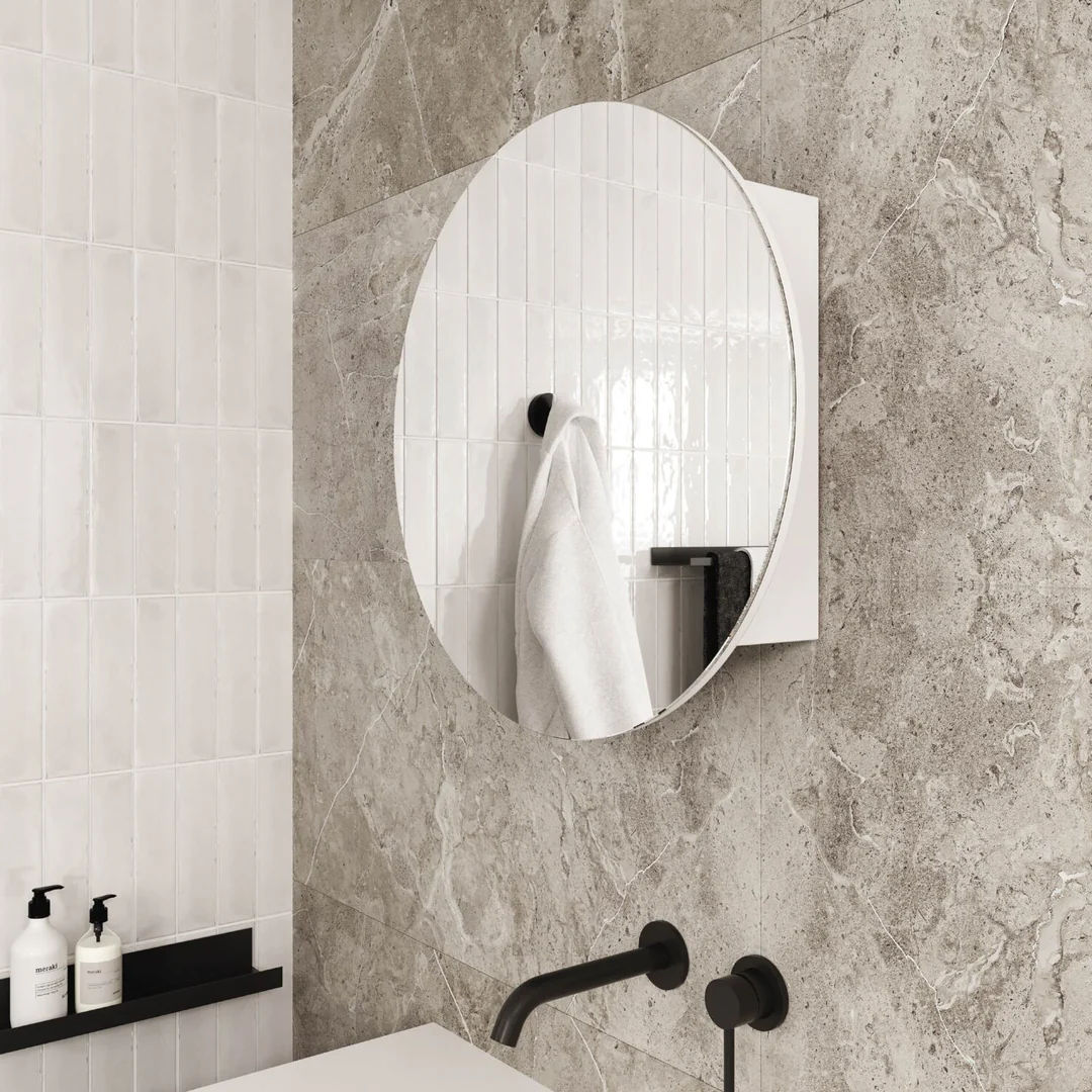 Thermogroup Chelsea Round Mirror Cabinet White 600Mm Diam X 150Mm - Image 6