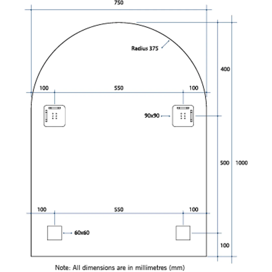 Thermogroup Aspen Polished Edge Arch Mirror 750x1000mm - Hangers - Image 7