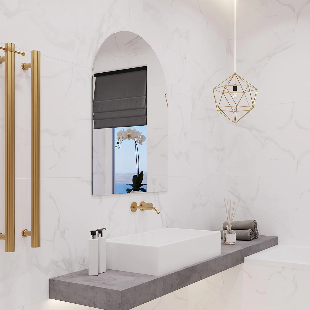 Thermogroup Aspen Polished Edge Arch Mirror 750x1000mm - Glue-to-Wall - Image 10