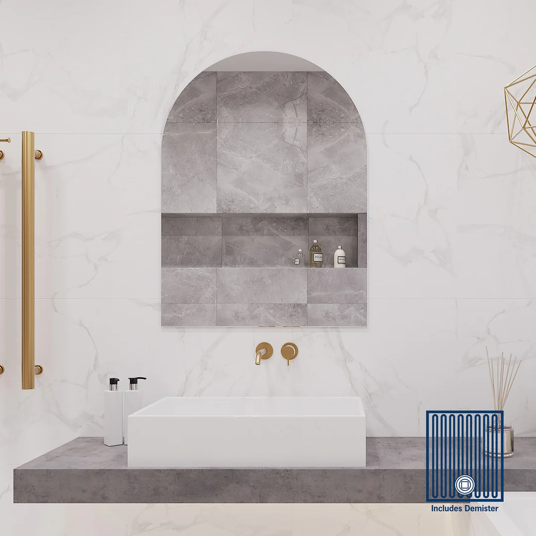 Thermogroup Aspen Polished Edge Arch Mirror 500x800mm - Hangers and Demister - Image 7