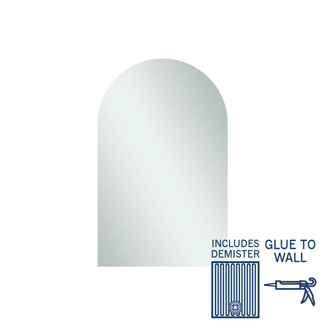 Thermogroup Aspen Polished Edge Arch Mirror 500x800mm - Glue-to-Wall and Demister - Image 2