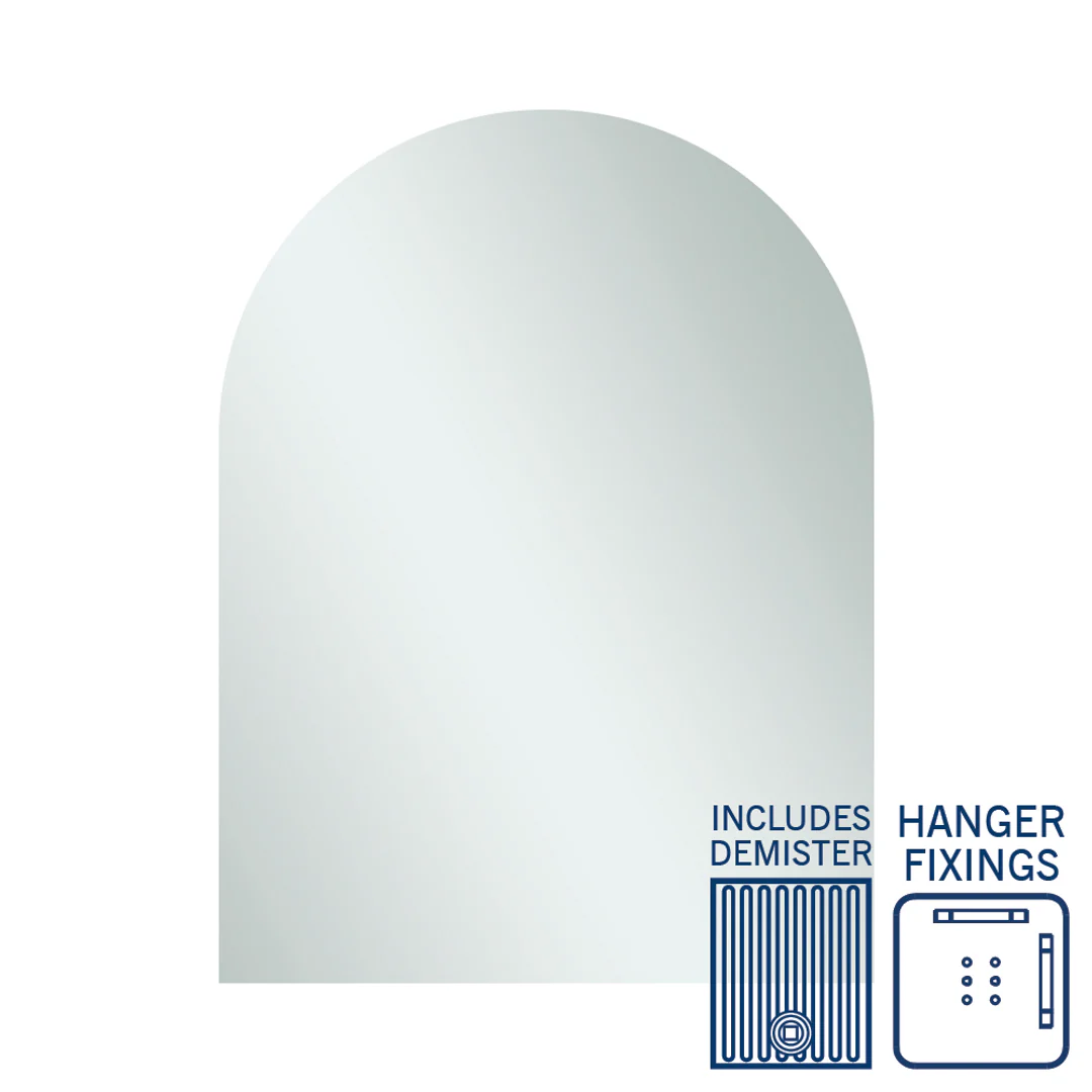 Thermogroup Aspen Polished Edge Arch Mirror 750x1000mm with Hangers and Demister - Image 2