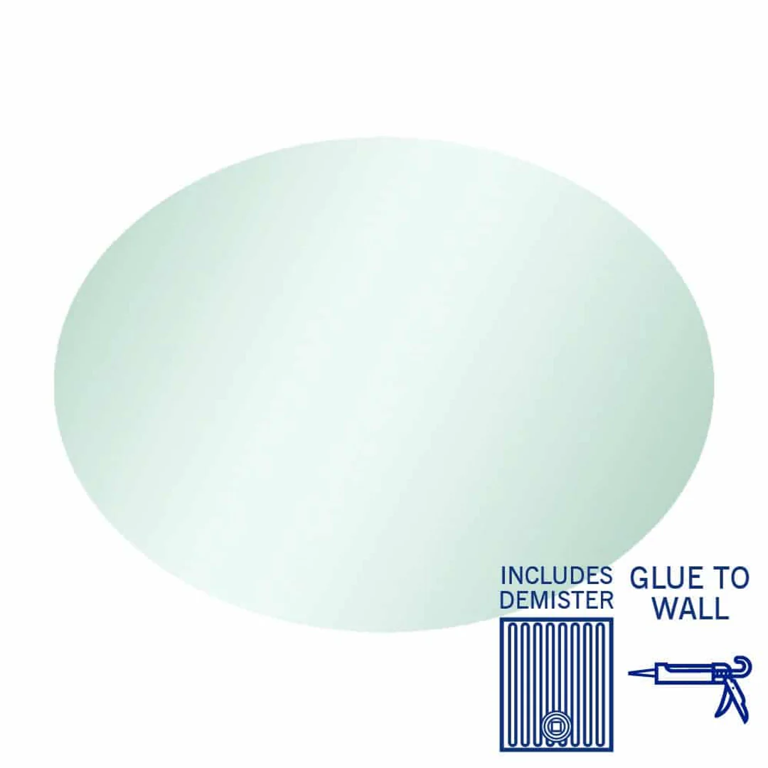 Thermogroup Cody Polished Edge Oval Mirror 600x800mm - Glue-to-Wall and Demister - Image 2