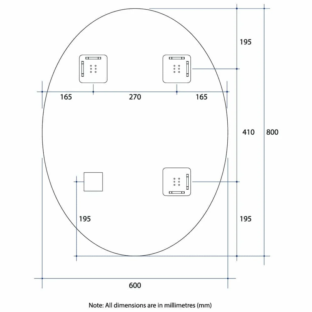 Thermogroup Cody Polished Edge Oval Mirror - 600x800mm with Hangers and Demister - Image 10