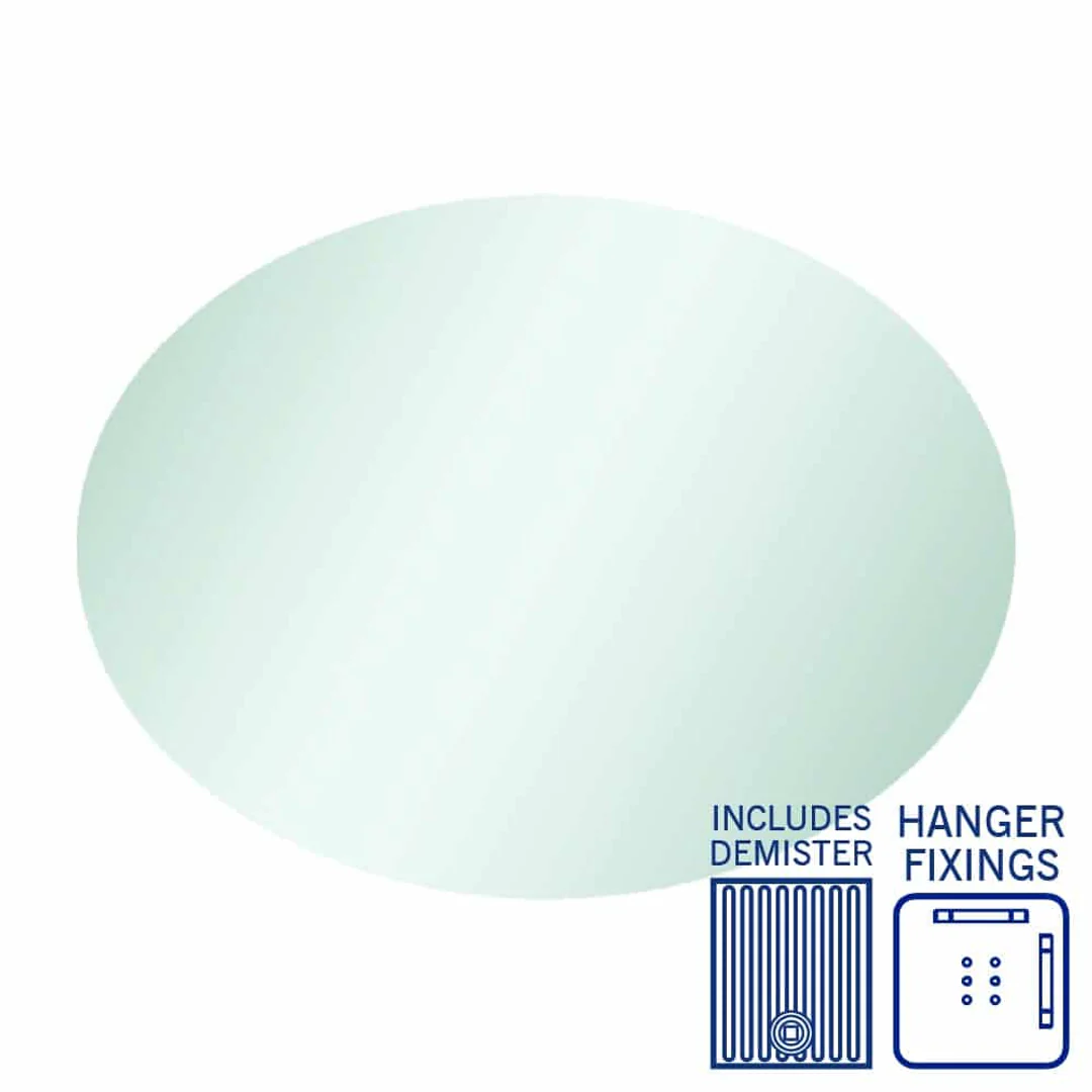 Thermogroup Cody Polished Edge Oval Mirror - 600x800mm with Hangers and Demister - Image 2
