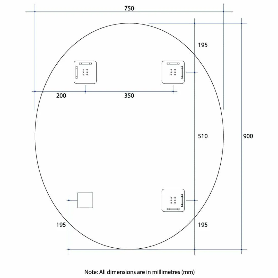 Thermogroup Cody Polished Edge Oval Mirror 900x750mm - With Hangers and Demister - Image 6