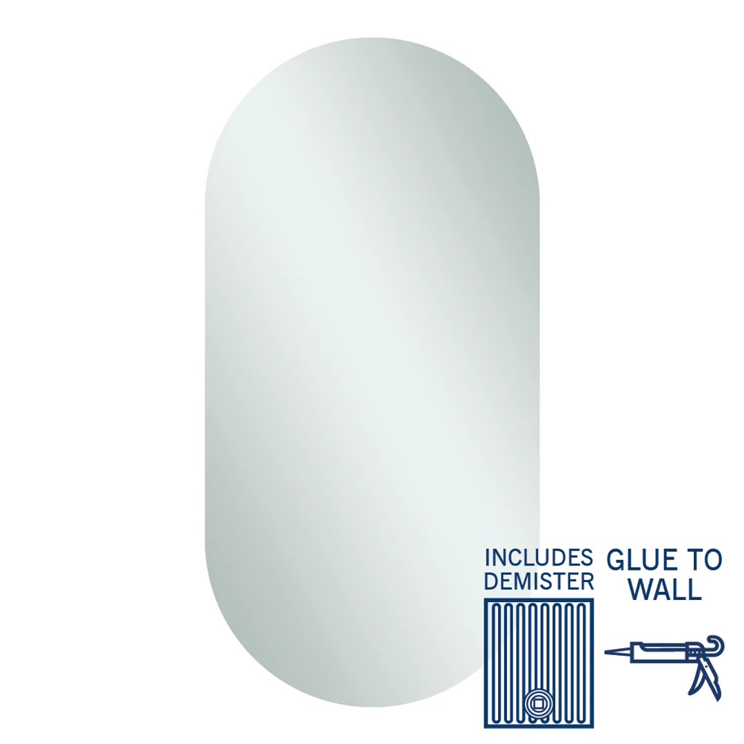 Thermogroup Duke Polished Edge Pill Mirror 500x1000mm - Glue-to-Wall and Demister - Image 2