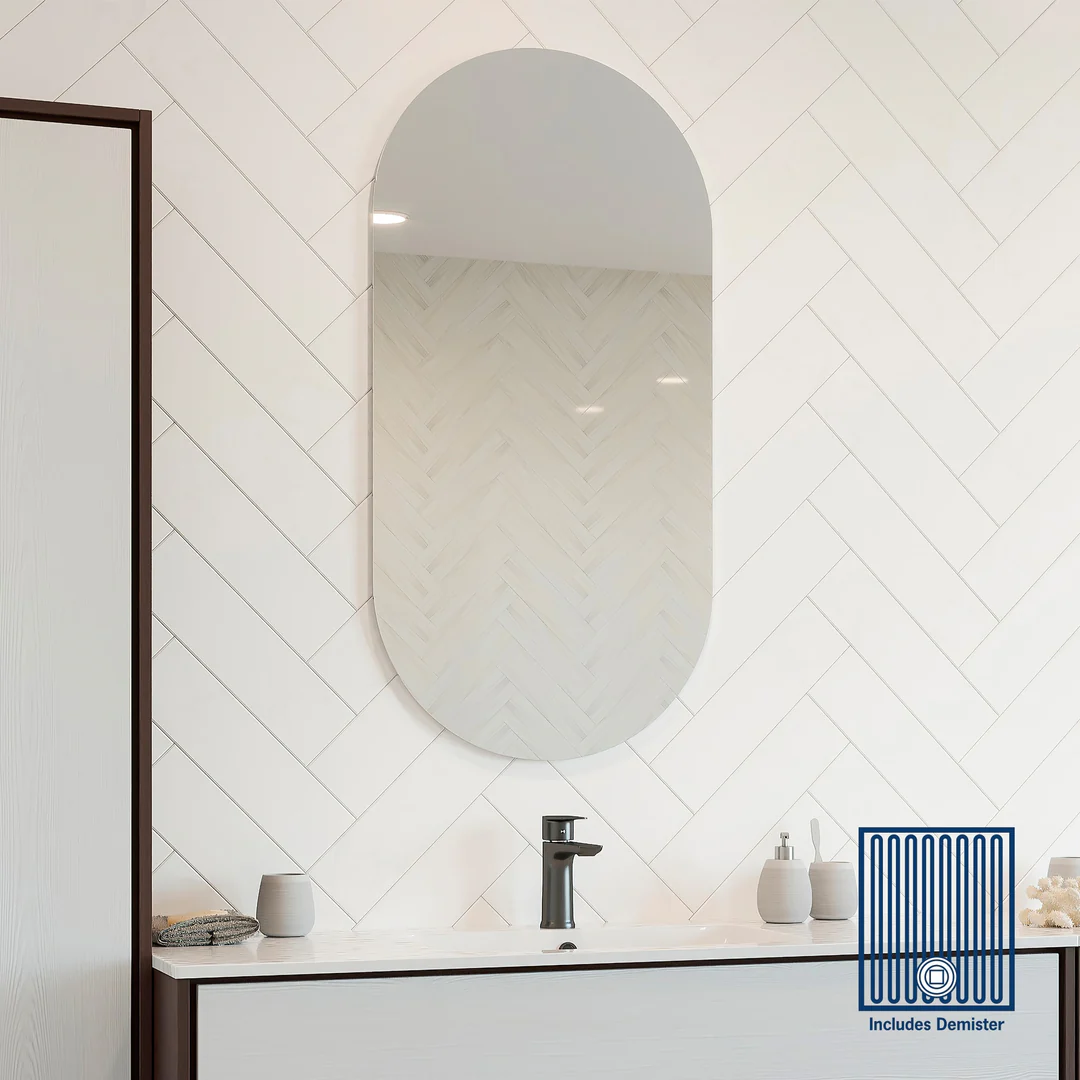 Thermogroup Duke Polished Edge Pill Mirror 500x1000mm - Glue-to-Wall and Demister - Image 4