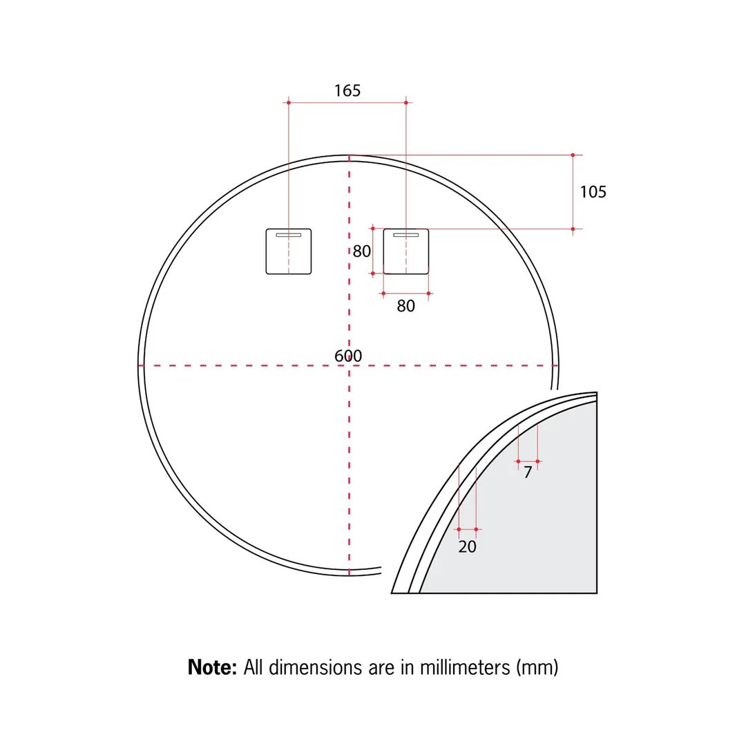 Thermogroup Georgia Round Gold Framed Mirror - 600Mmø - Includes Mirror Demister - Image 2
