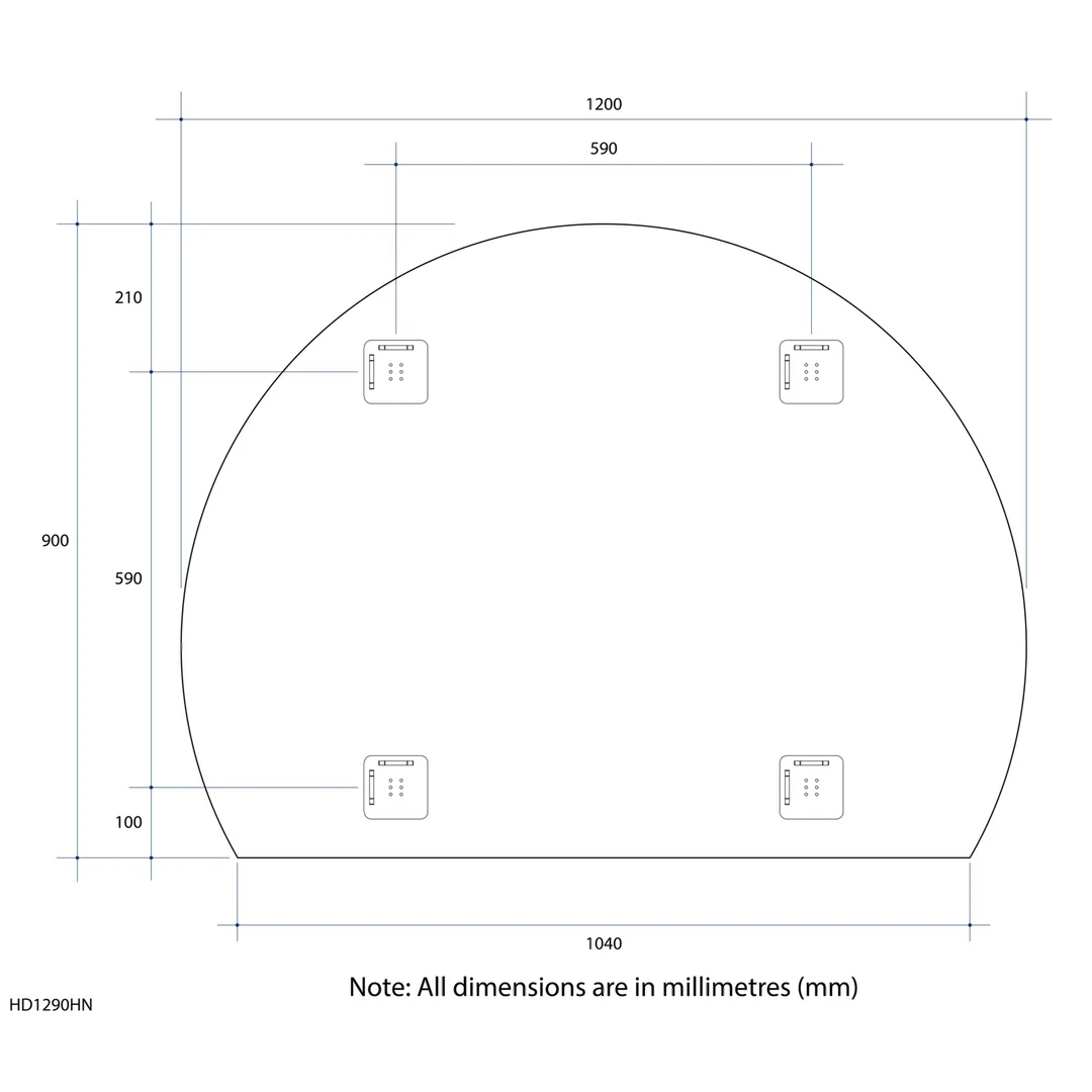 Thermogroup Hamilton D Shaped Polished Edge Mirror 1200x900mm - With Hangers - Image 8