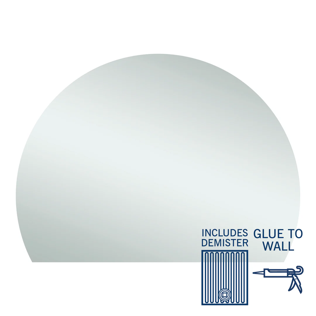 Thermogroup Hamilton D Shaped Polished Edge Mirror 1500x1100mm - Glue-to-Wall and Demister - Image 2