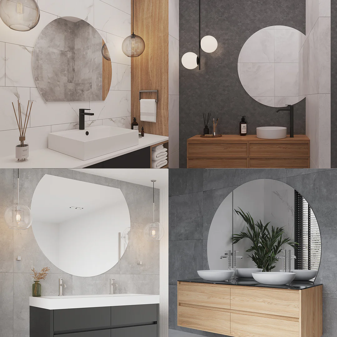 Thermogroup Hamilton D Shaped Polished Edge Mirror 1500x1100mm - Glue-to-Wall and Demister - Image 4