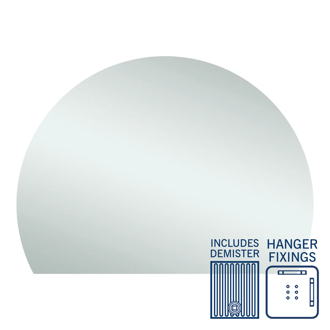 Thermogroup Hamilton D Shaped Polished Edge Mirror 1500x1100mm - With Hangers and Demister - Image 2