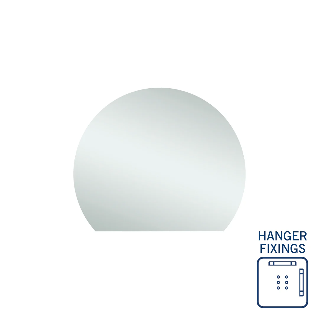 Thermogroup Hamilton D Shaped Polished Edge Mirror 900x750mm - With Hangers - Image 2