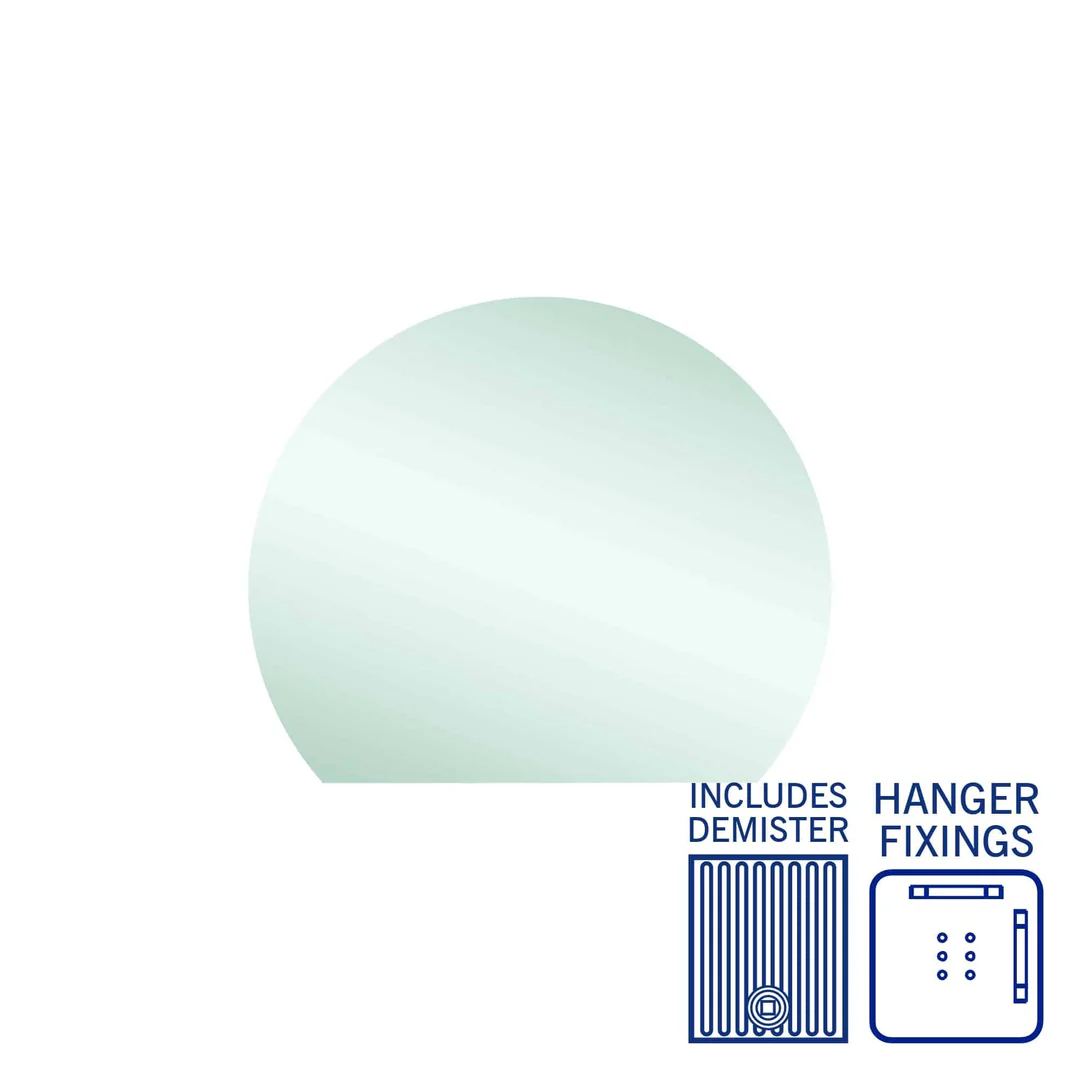 Thermogroup Hamilton D Shaped Polished Edge Mirror 900x750mm - With Hangers and Demister - Image 2