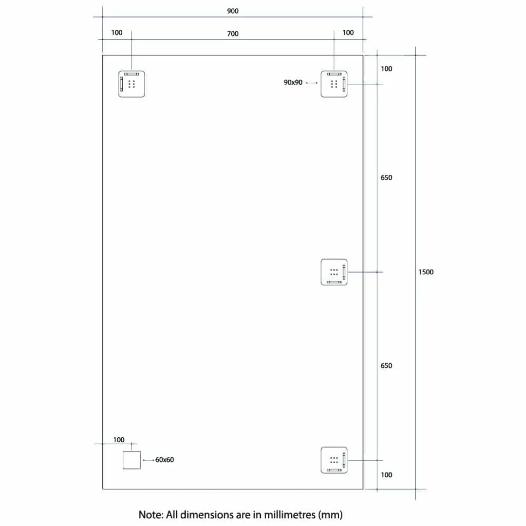Thermogroup Jackson Rectangle Polished Edge Mirror 1500x900mm - With Hangers - Image 6
