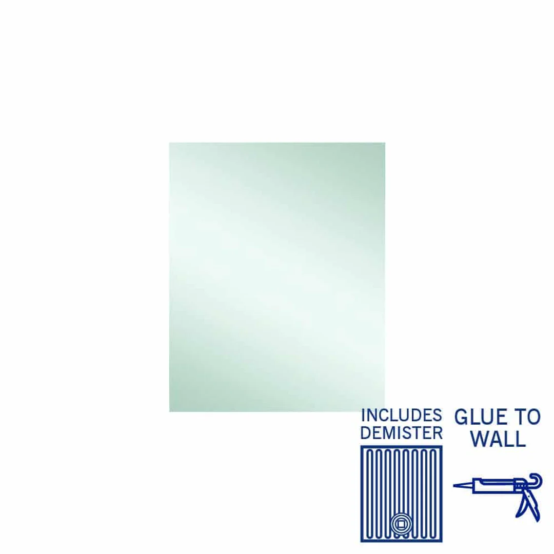Thermogroup Jackson Rectangle Polished Edge Mirror 600x750mm - Glue-to-Wall and Demister - Image 2
