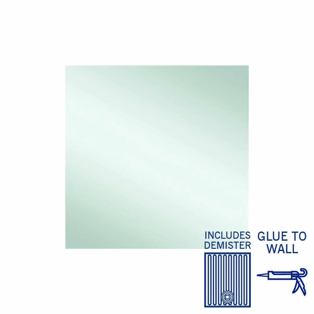 Thermogroup Jackson Rectangle Polished Edge Mirror 900x900mm - Glue-to-Wall and Demister - Image 2