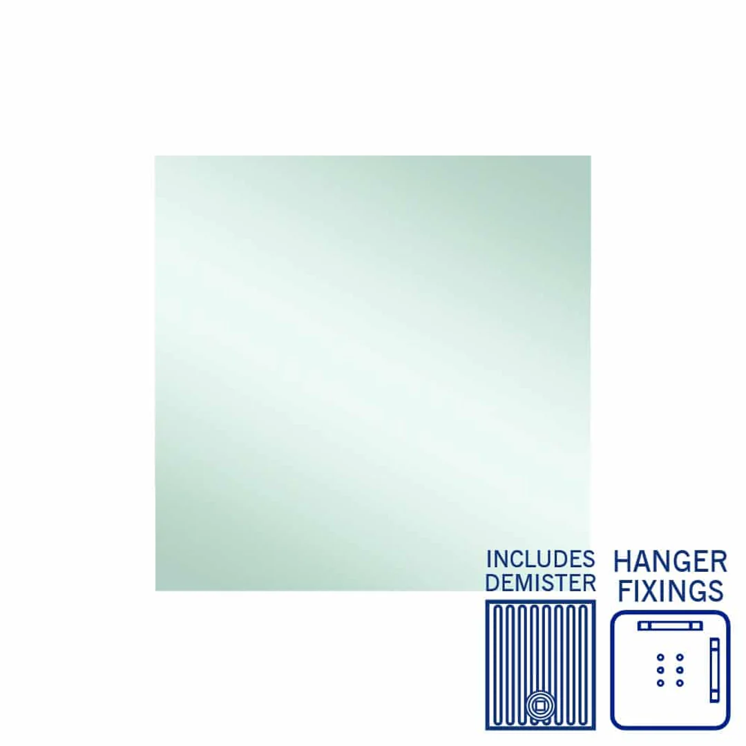 Thermogroup Jackson Rectangle Polished Edge Mirror 900x900mm - With Hangers and Demister - Image 2