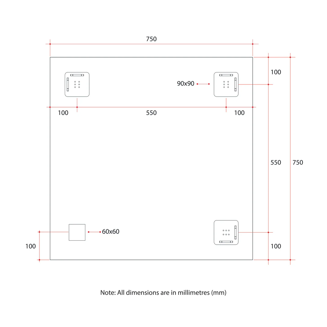 Thermogroup Jackson Square Polished Edge Mirror 750X750Mm - With Hangers - Image 9