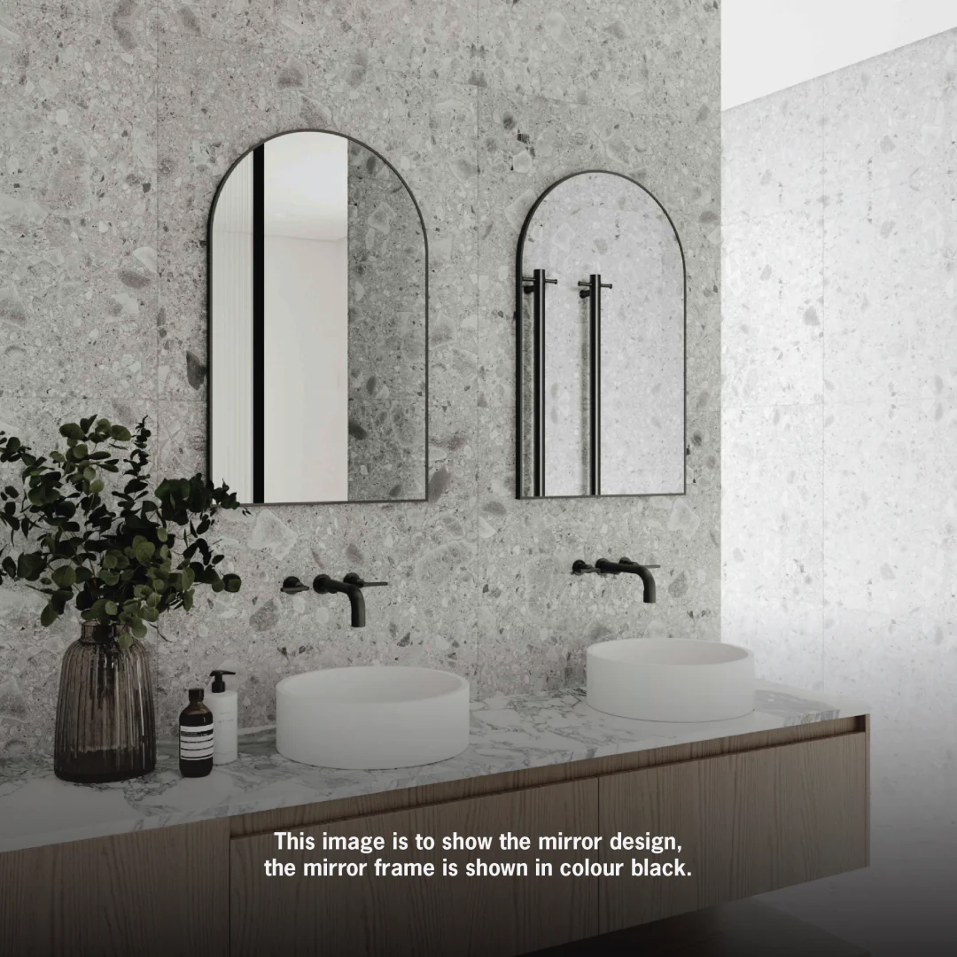 Thermogroup Juno Arch Black Framed Mirror - 500X800Mm - Includes Mirror Demister - Image 3