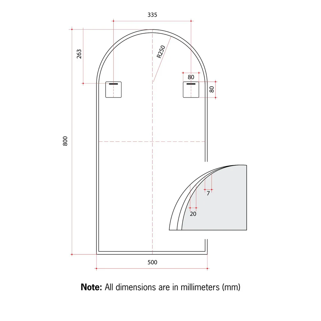 Thermogroup Juno Arch White Framed Mirror - 500X800Mm - Includes Mirror Demister - Image 2